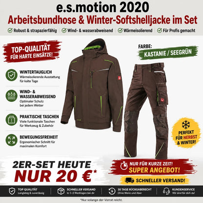 ☀️e.s.motion 2020ARBEITSBUNDHOSE & WINTER-SOFTSHELLJACKE IM SET❄️