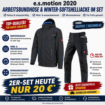 ☀️e.s.motion 2020ARBEITSBUNDHOSE & WINTER-SOFTSHELLJACKE IM SET❄️