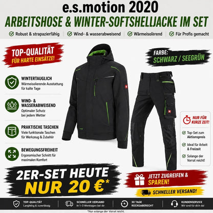 ☀️e.s.motion 2020ARBEITSBUNDHOSE & WINTER-SOFTSHELLJACKE IM SET❄️
