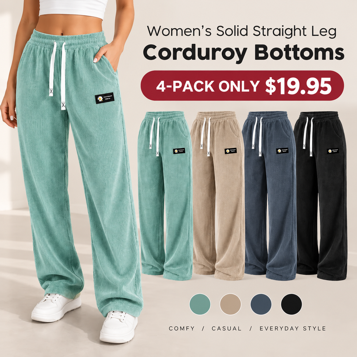 🏆 Women's Classic Corduroy Straight-Leg Pants