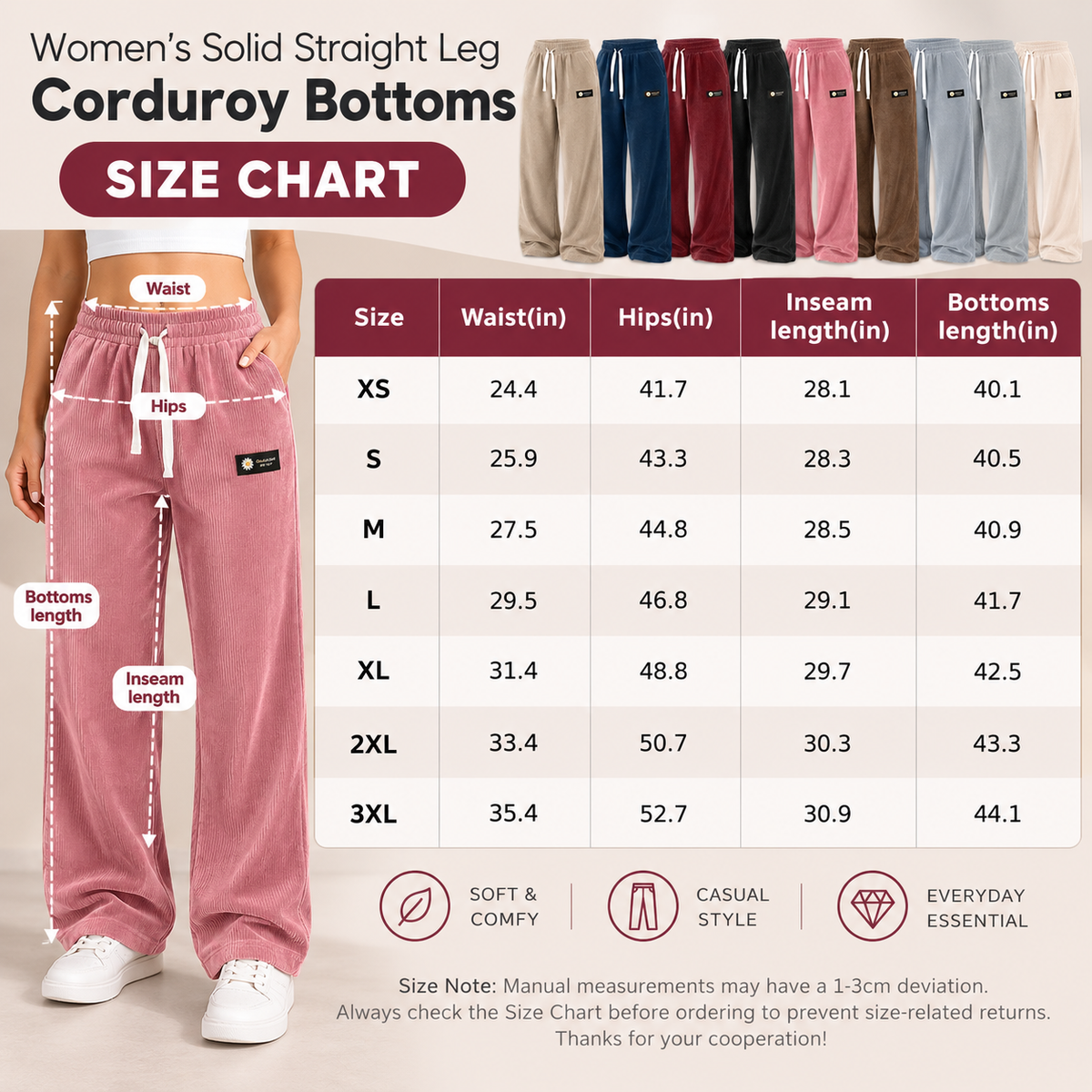 🏆 Women's Classic Corduroy Straight-Leg Pants