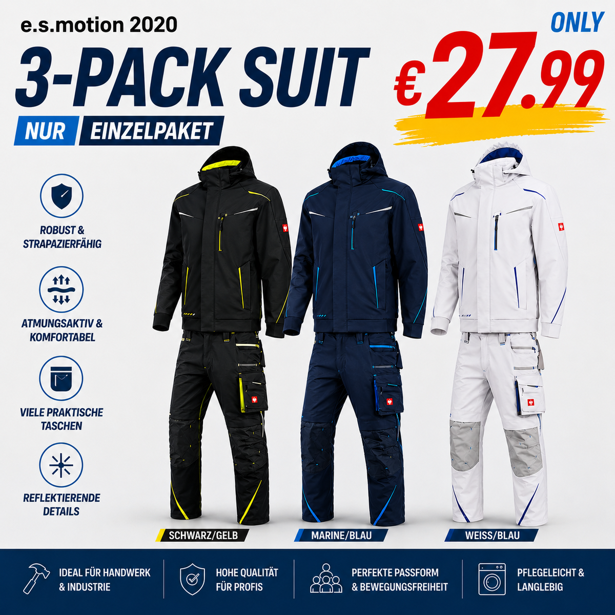 ☀️e.s.motion 2020ARBEITSBUNDHOSE & WINTER-SOFTSHELLJACKE IM SET❄️