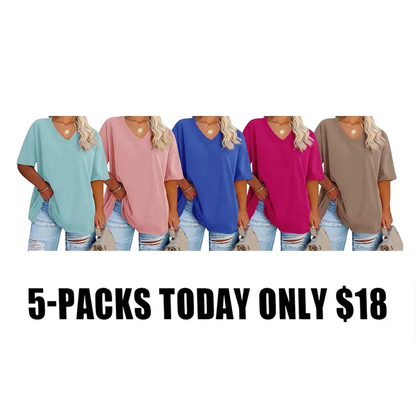 ✨ Women's Plus Size V-Neck T-Shirts – Soft Cotton & Relaxed Fit
