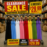 Women's Factory Drop Ruched Halter Maxi Dress - 8 Piece Clearance Bundle