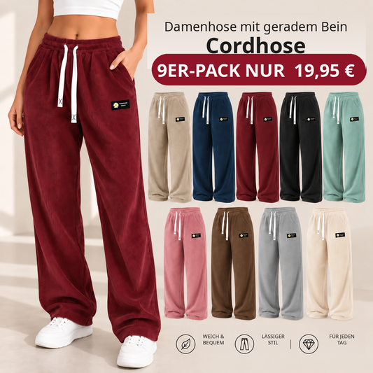 [LETZTER VERKAUFSTAG] Damen-Cordhose mit geradem Bein - 100 % Baumwolle, bequem & zeitlos