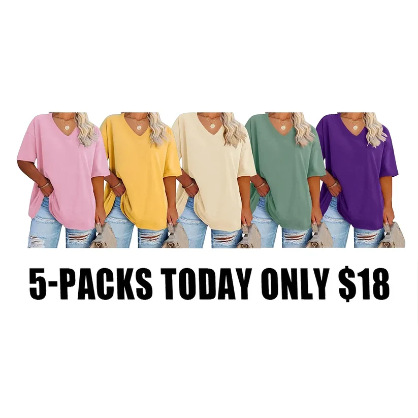 ✨ Women's Plus Size V-Neck T-Shirts – Soft Cotton & Relaxed Fit