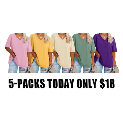 ✨ Women's Plus Size V-Neck T-Shirts – Soft Cotton & Relaxed Fit