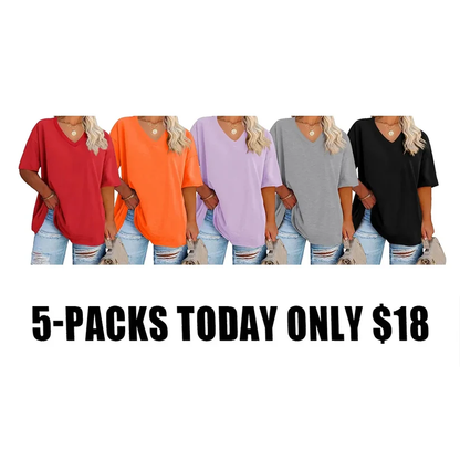✨ Women's Plus Size V-Neck T-Shirts – Soft Cotton & Relaxed Fit